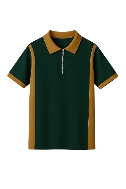 Try This Regular Fit Solid Collared with Chain Half Sleeves Classy T-Shirt for Men