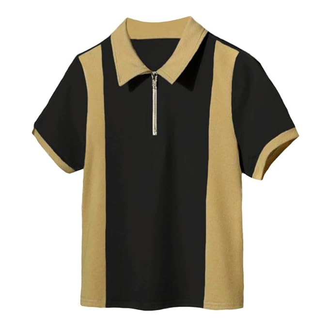 Try This Regular Fit Solid Collared with Chain Half Sleeves Classy T-Shirt for Men