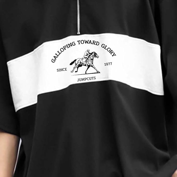 Jump Cuts || Mens || Printed || Half Zipper || Polo Neck || 3/4th Sleeve || Cotton Blend || Polo T-Shirt