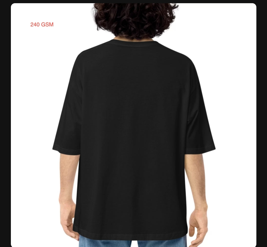 मोहब्बत Men's Black Oversized Round Neck T-shirt|| Embroidery Printing
