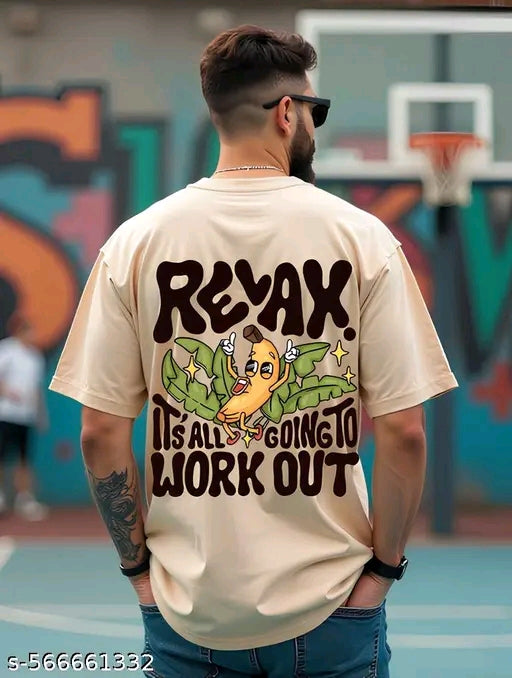 FAB FASHION STUDIO Oversized Graphic Printed Men T-shirt | Relax Banana Back Print | Casual Funky Style