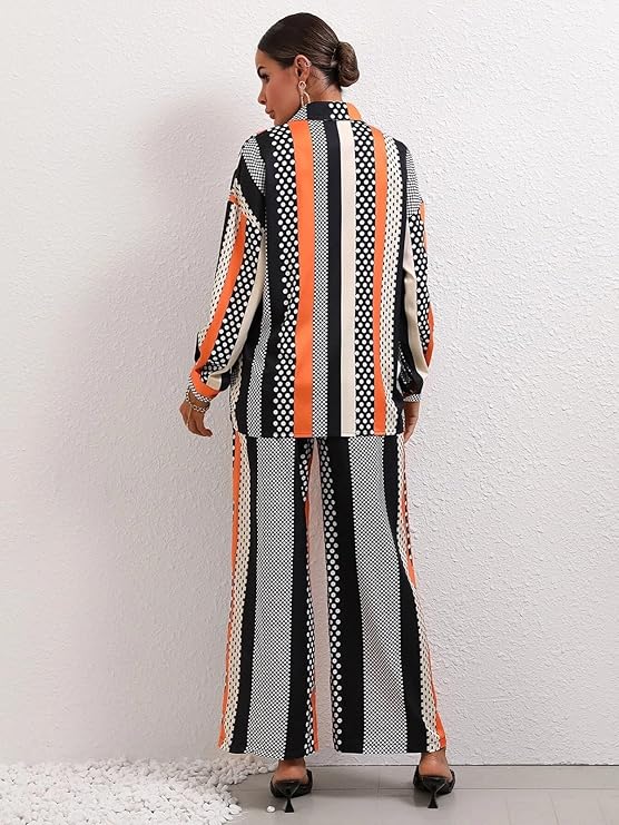 Leriya Fashion Ethnic Co Ord Set || Frenchy Striped & Geo Print Co-Ord Set for Women | Casual Wear for Women | Kurti Pant Set || Kurti Pant Set for Women