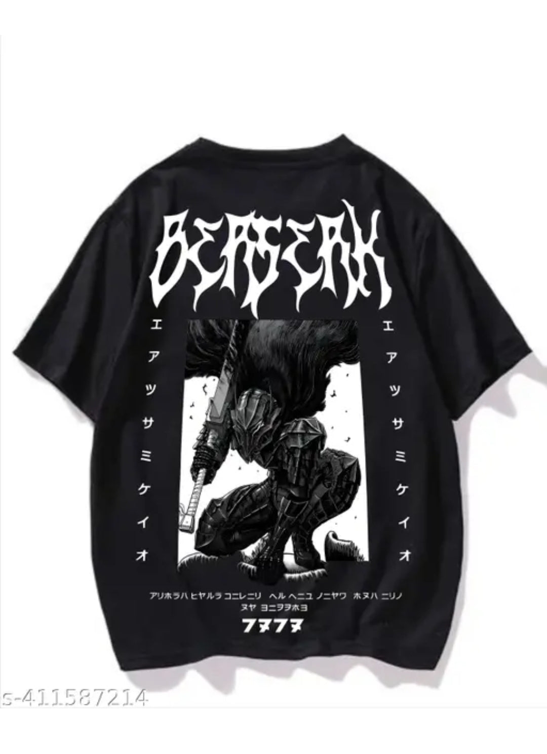 Oversized Anime Character Graphic Print Round Neck Cotton Blend Tshirt