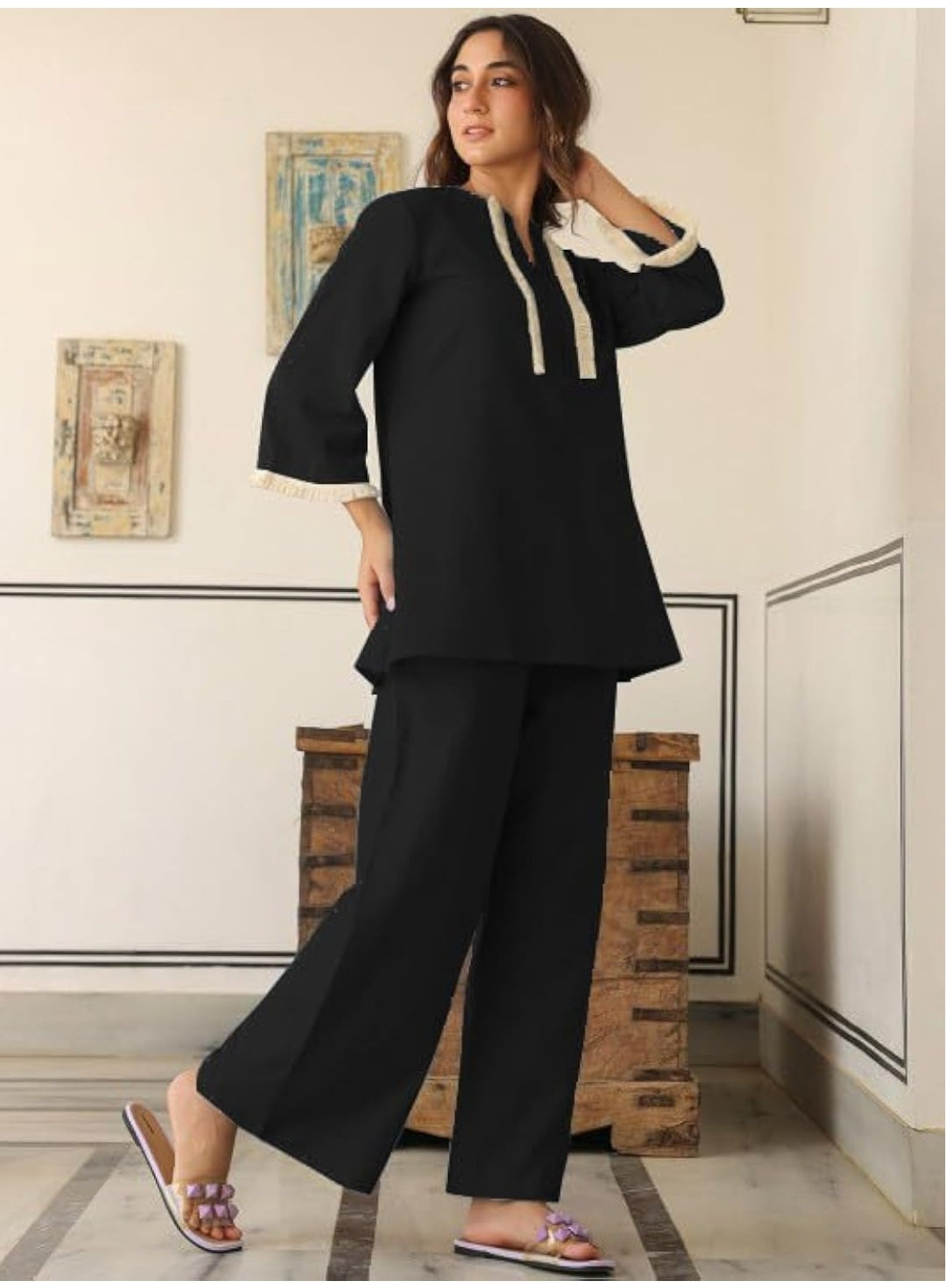 GRECIILOOKS Co-ord Set for Women – Stylish Korean Summer Two Piece Outfit Dress | Ethnic Kurta Set | Trendy Travel & Streetwear Look for Girls & Woman | Hangouts | Picnic | Vacation Wear | 3/4 Half Sleeeve