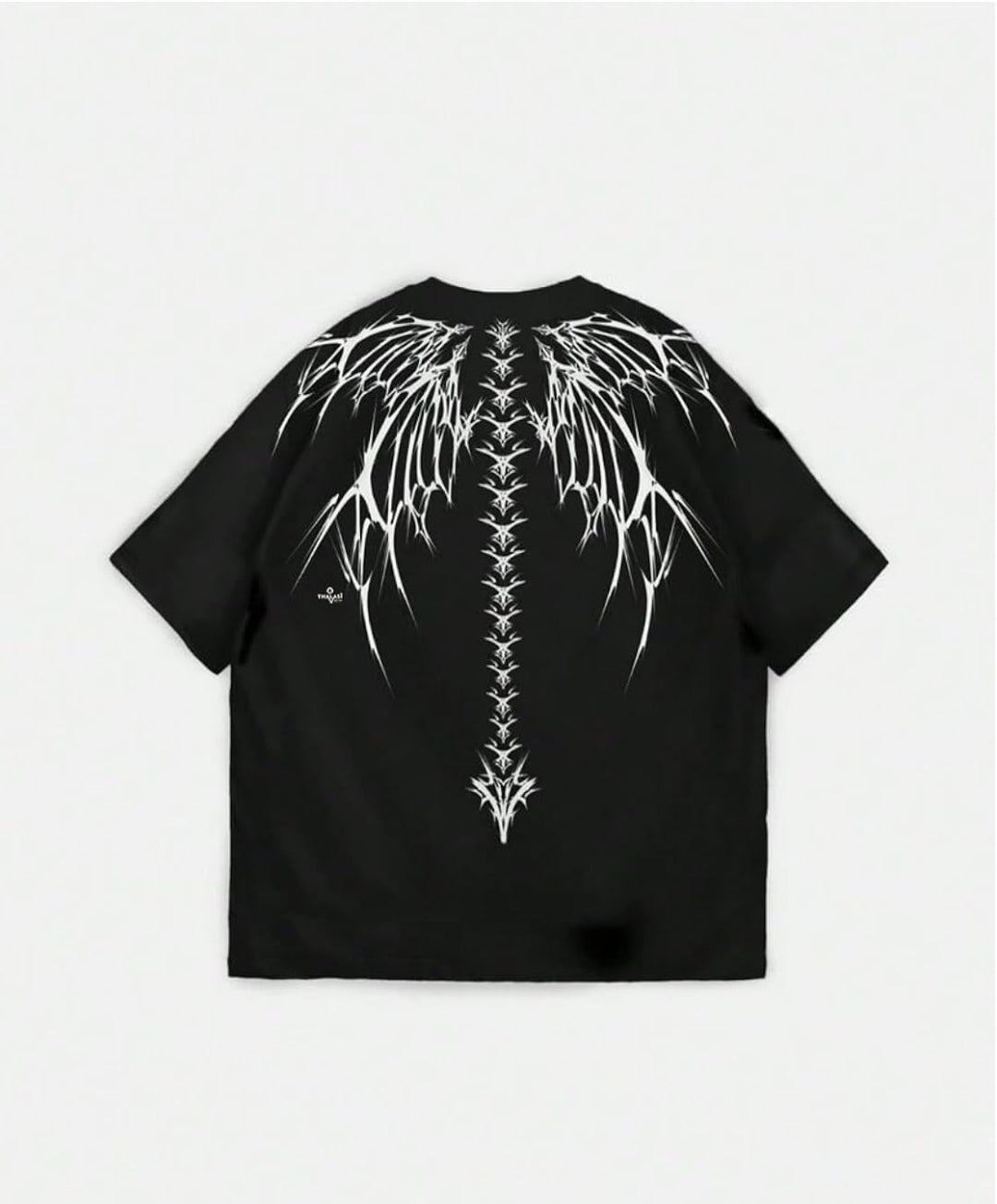 THALASI Men Cotton Printed Aesthetic Oversized Tshirt for Men - Black T Shirt for Men Stylish | Half Sleeve Oversize Fit Round Neck Tshirts - Down Shoulder & Baggy Fit Korean Tshirts for Man & Boys