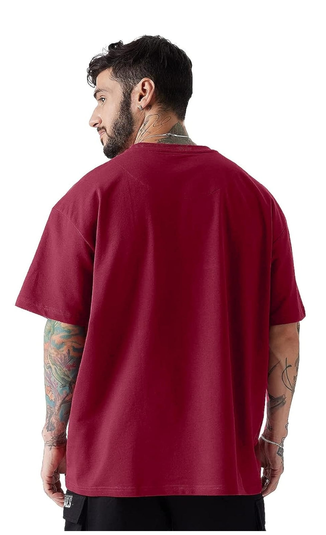LEOTUDE Men's Cotton Regular Fit Half Sleeve Oversized Tshirt, Round Neck Longline Drop Shoulder | ful Printed Combo T-Shirt (Pack of 3)
