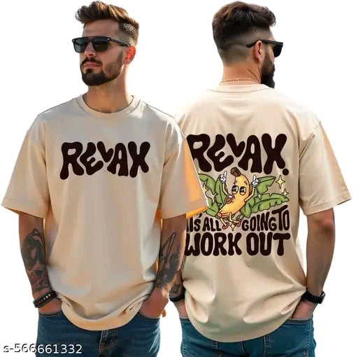 FAB FASHION STUDIO Oversized Graphic Printed Men T-shirt | Relax Banana Back Print | Casual Funky Style