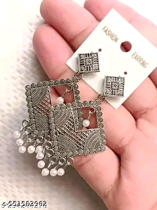Combo of 4 Pair New Latest Design Drop & Dangles Hoop Jhumki Oxidised Silver Earrings for women/girls